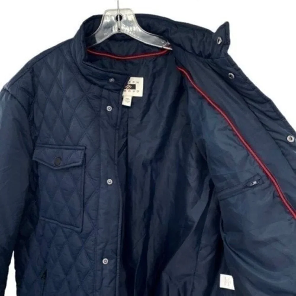 Joseph Abboud Navy Quilted Car Coat Jacket